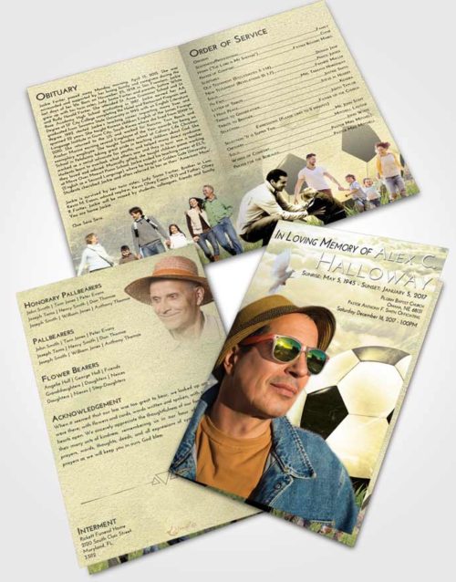 Bifold Order Of Service Obituary Template Brochure At Dusk Soccer Dreams