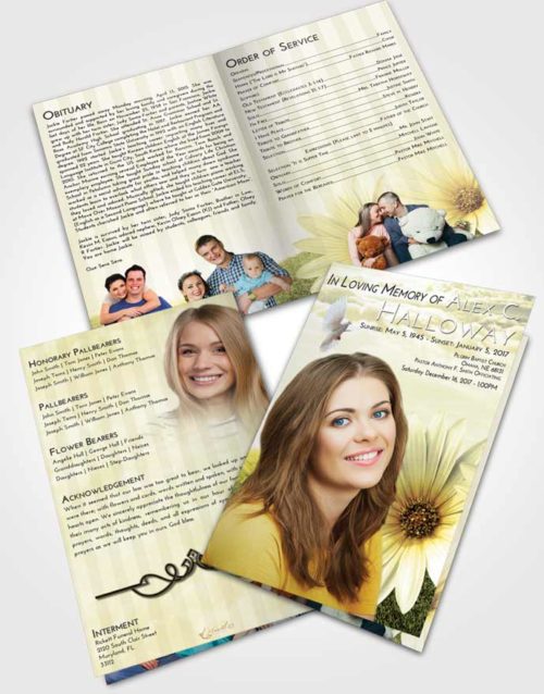 Bifold Order Of Service Obituary Template Brochure At Dusk Summer Flower