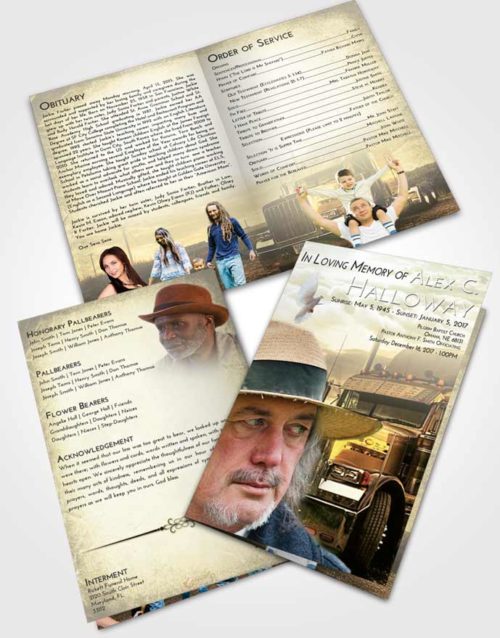 Bifold Order Of Service Obituary Template Brochure At Dusk Trucker Drive