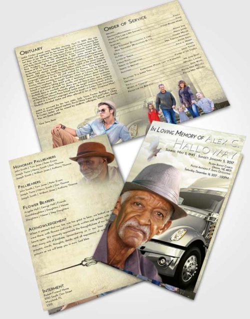 Bifold Order Of Service Obituary Template Brochure At Dusk Trucker Hours