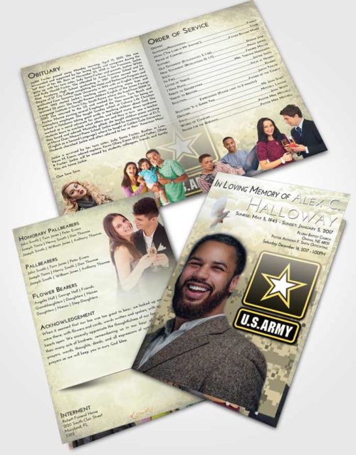 Bifold Order Of Service Obituary Template Brochure At Dusk United States Army