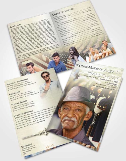 Bifold Order Of Service Obituary Template Brochure At Dusk Veterans Goodbye