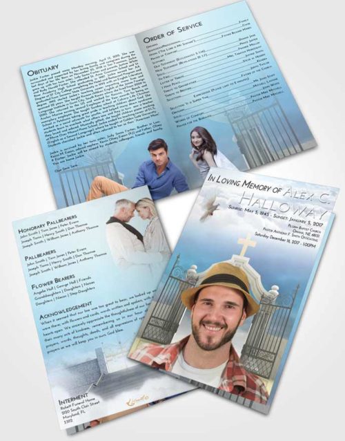 Bifold Order Of Service Obituary Template Brochure Early Clear Gates For Heaven