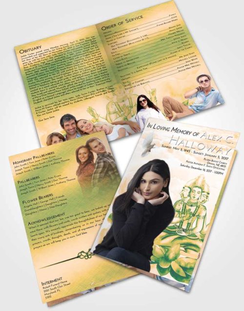 Bifold Order Of Service Obituary Template Brochure Emerald Serenity Brahma Surprise