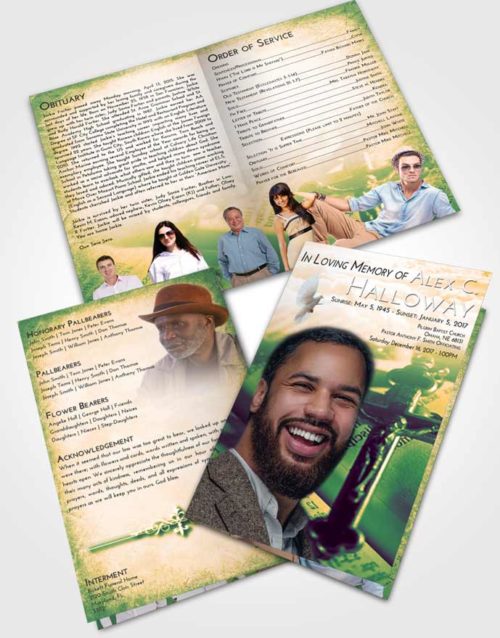 Bifold Order Of Service Obituary Template Brochure Emerald Serenity Rosary Trust