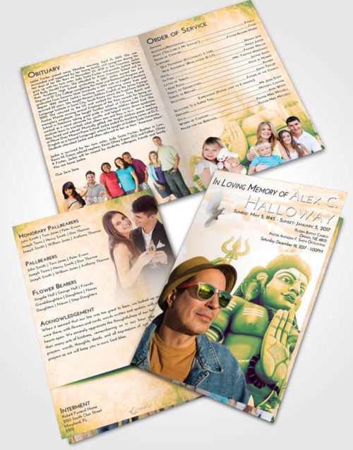Bifold Order Of Service Obituary Template Brochure Emerald Serenity Shiva Divinity