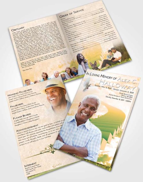 Bifold Order Of Service Obituary Template Brochure Emerald Serenity Stairway to Divinity