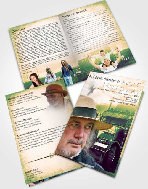 Bifold Order Of Service Obituary Template Brochure Emerald Serenity Trucker Drive