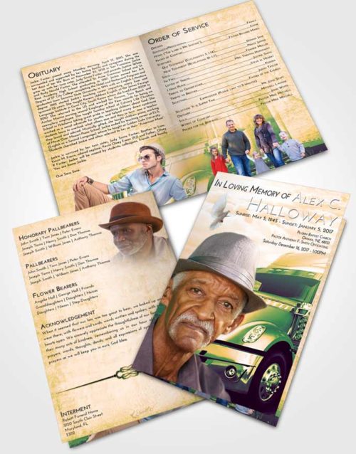 Bifold Order Of Service Obituary Template Brochure Emerald Serenity Trucker Hours