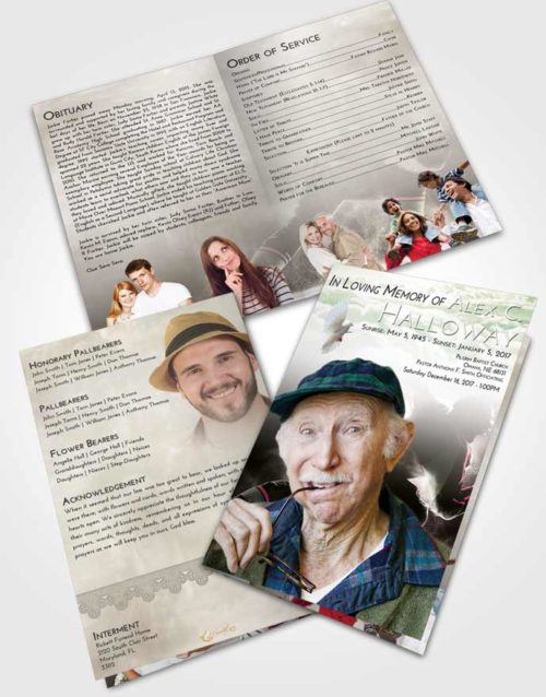 Bifold Order Of Service Obituary Template Brochure Emerald Sunrise Hockey Paradise
