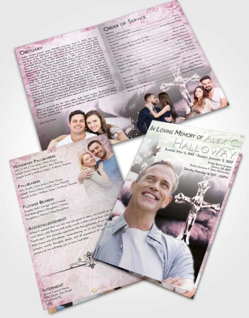 Bifold Order Of Service Obituary Template Brochure Emerald Sunrise Rosary Life
