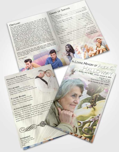 Bifold Order Of Service Obituary Template Brochure Emerald Sunrise Sewing Love