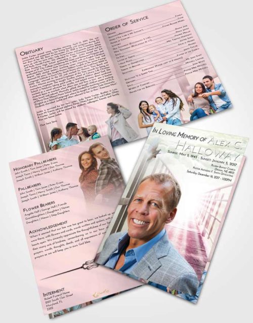 Bifold Order Of Service Obituary Template Brochure Emerald Sunrise Stairway to Faith