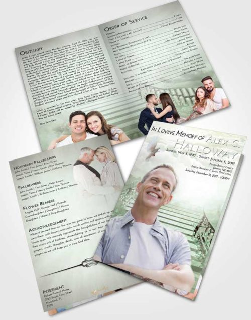 Bifold Order Of Service Obituary Template Brochure Emerald Sunrise Stairway to Freedom