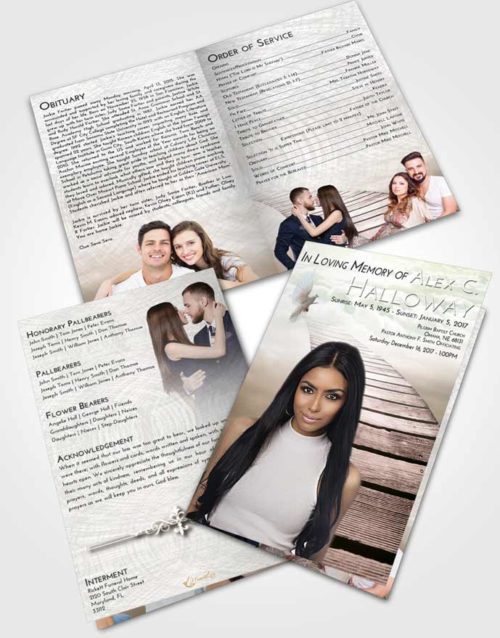 Bifold Order Of Service Obituary Template Brochure Emerald Sunrise Stairway to Life
