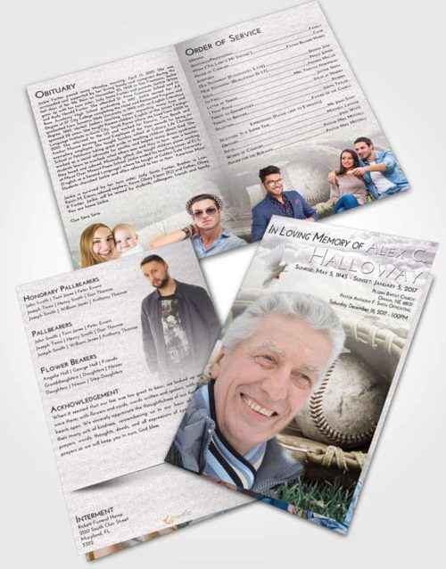 Bifold Order Of Service Obituary Template Brochure Evening Baseball Tranquility