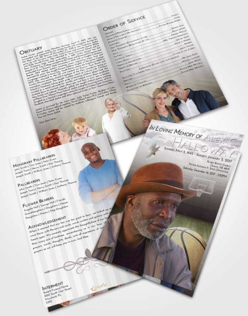 Bifold Order Of Service Obituary Template Brochure Evening Basketball Dreams