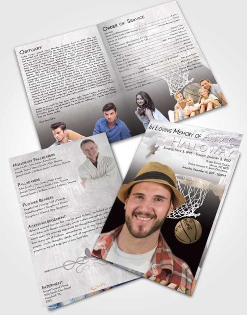Bifold Order Of Service Obituary Template Brochure Evening Basketball Journey
