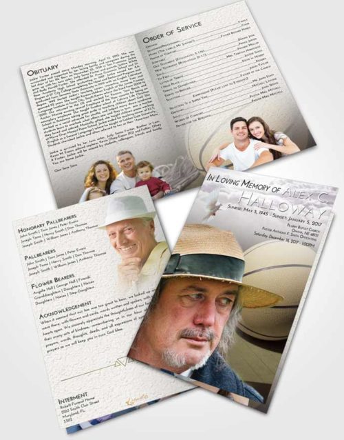 Bifold Order Of Service Obituary Template Brochure Evening Basketball Peace