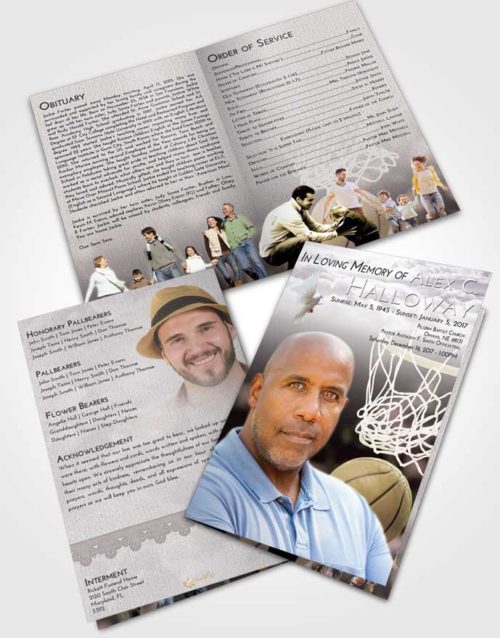 Bifold Order Of Service Obituary Template Brochure Evening Basketball Swish
