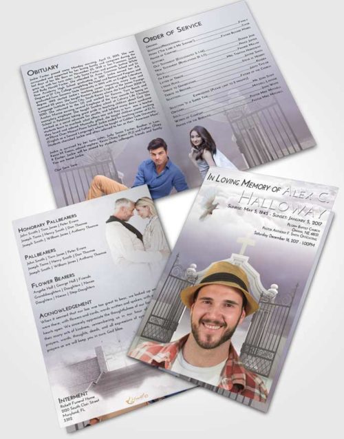 Bifold Order Of Service Obituary Template Brochure Evening Clear Gates For Heaven
