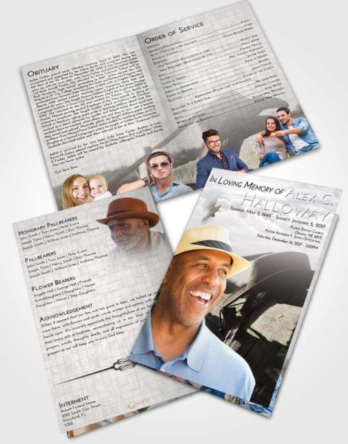 Bifold Order Of Service Obituary Template Brochure Evening Cowboy Honor