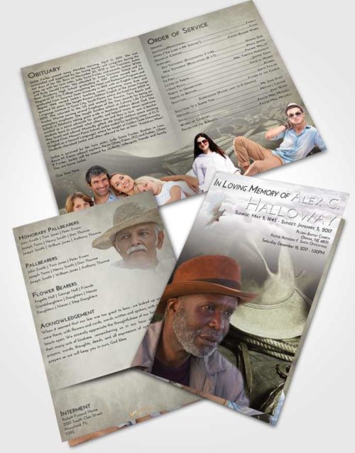 Bifold Order Of Service Obituary Template Brochure Evening Cowboy Serenity