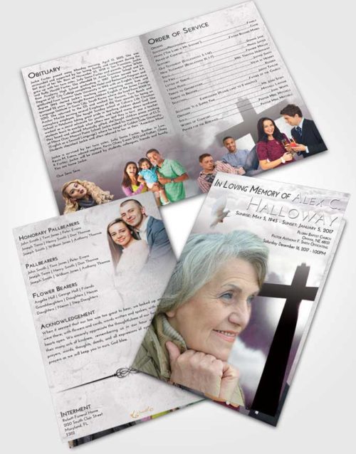 Bifold Order Of Service Obituary Template Brochure Evening Faith in the Cross