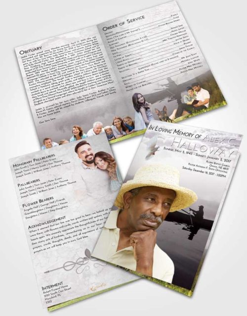 Bifold Order Of Service Obituary Template Brochure Evening Fish in the Water