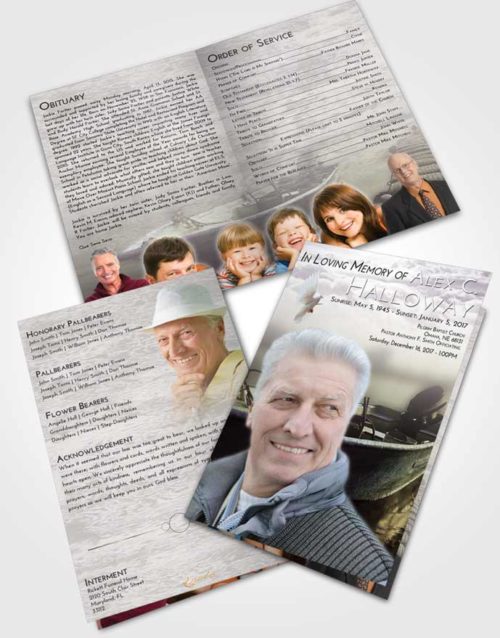 Bifold Order Of Service Obituary Template Brochure Evening Fishing Life