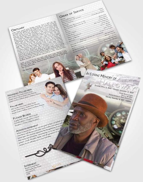 Bifold Order Of Service Obituary Template Brochure Evening Fishing Pride