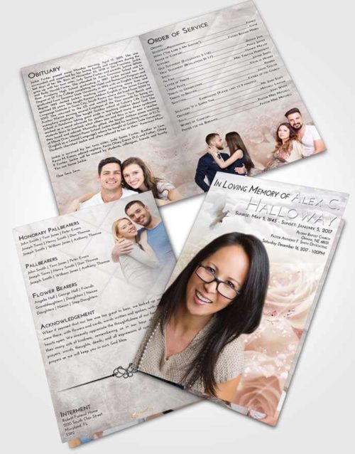 Bifold Order Of Service Obituary Template Brochure Evening Floral Relaxation
