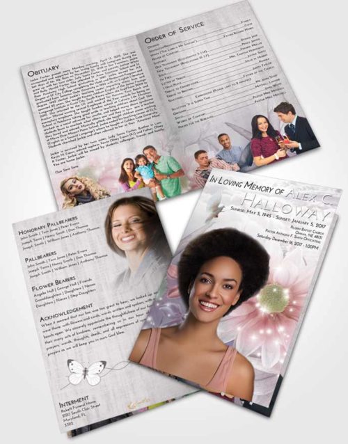 Bifold Order Of Service Obituary Template Brochure Evening Floral Summer