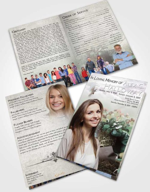 Bifold Order Of Service Obituary Template Brochure Evening Gardening Passion