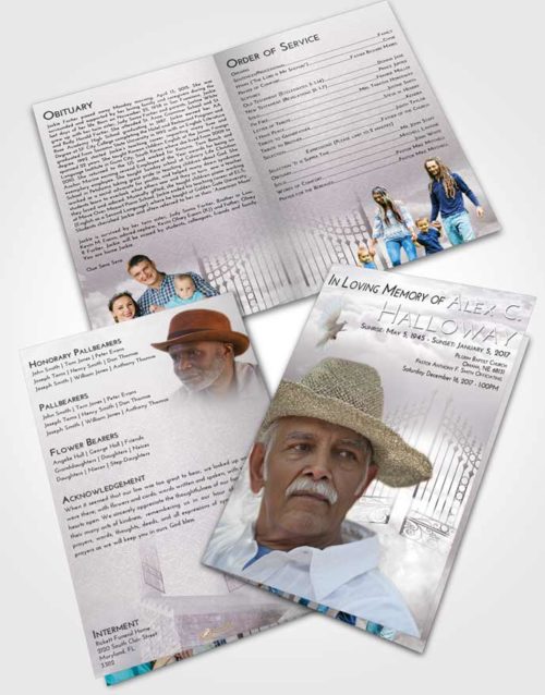 Bifold Order Of Service Obituary Template Brochure Evening Gates to Heaven