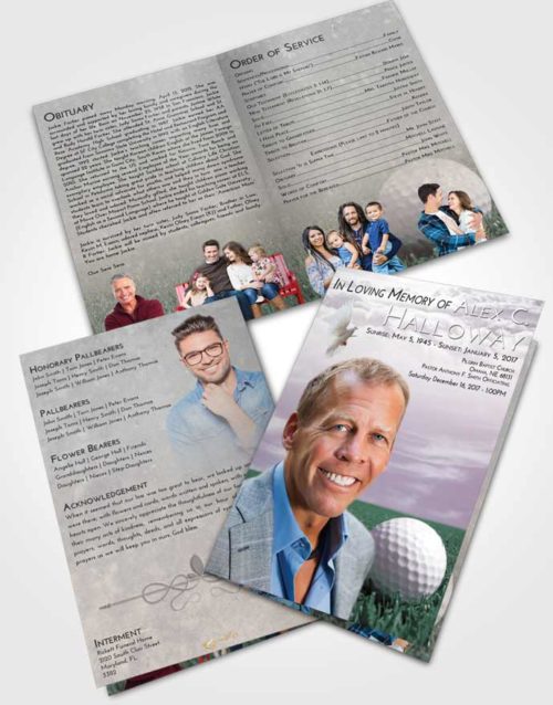 Bifold Order Of Service Obituary Template Brochure Evening Golf Serenity