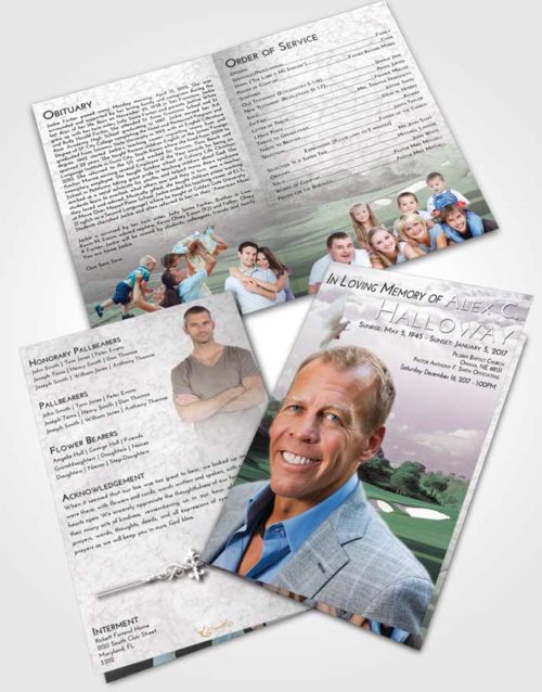 Bifold Order Of Service Obituary Template Brochure Evening Golfing Sandtrap