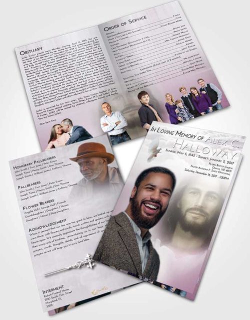 Bifold Order Of Service Obituary Template Brochure Evening Jesus in Heaven