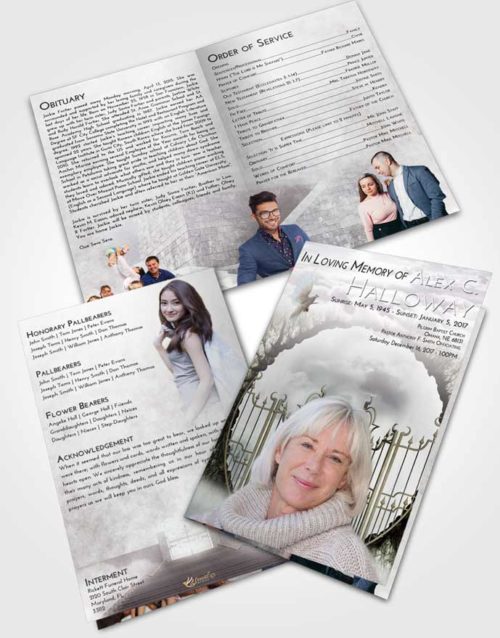 Bifold Order Of Service Obituary Template Brochure Evening Mystical Gates of Heaven