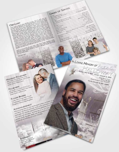 Bifold Order Of Service Obituary Template Brochure Evening Precious Gates to Heaven