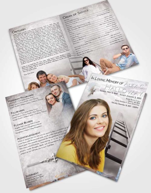 Bifold Order Of Service Obituary Template Brochure Evening Stairway to Forever