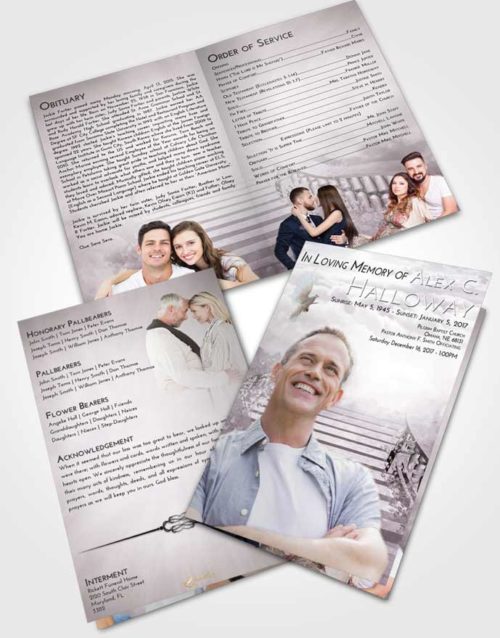 Bifold Order Of Service Obituary Template Brochure Evening Stairway to Freedom