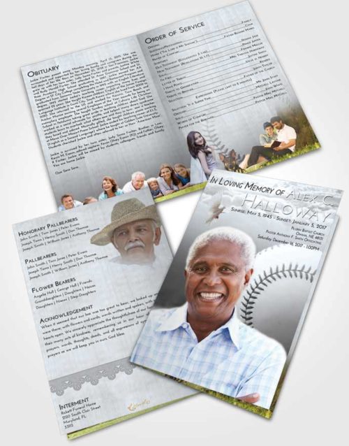 Bifold Order Of Service Obituary Template Brochure Freedom Baseball Victory