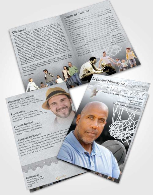 Bifold Order Of Service Obituary Template Brochure Freedom Basketball Swish
