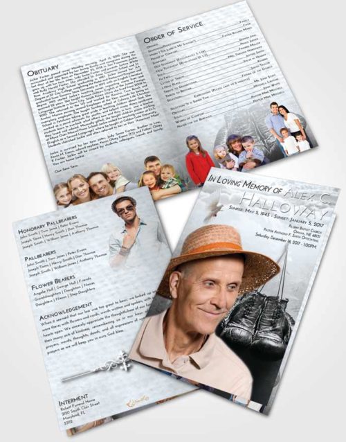 Bifold Order Of Service Obituary Template Brochure Freedom Boxing Victory
