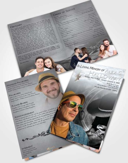Bifold Order Of Service Obituary Template Brochure Freedom Cowboy Desire
