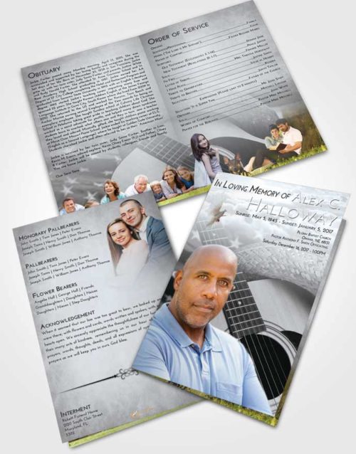 Bifold Order Of Service Obituary Template Brochure Freedom Cowboy Heaven