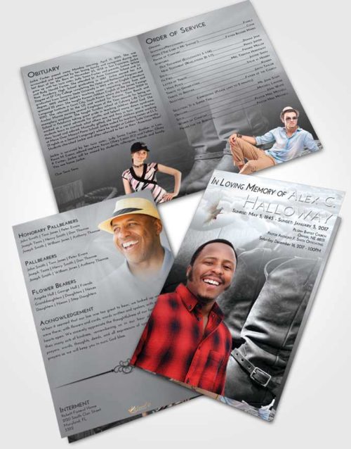 Bifold Order Of Service Obituary Template Brochure Freedom Cowboy Love