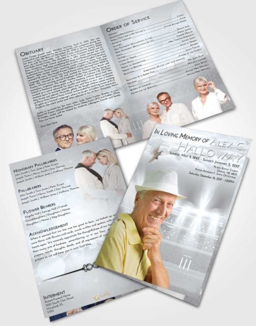 Bifold Order Of Service Obituary Template Brochure Freedom Cricket Pride