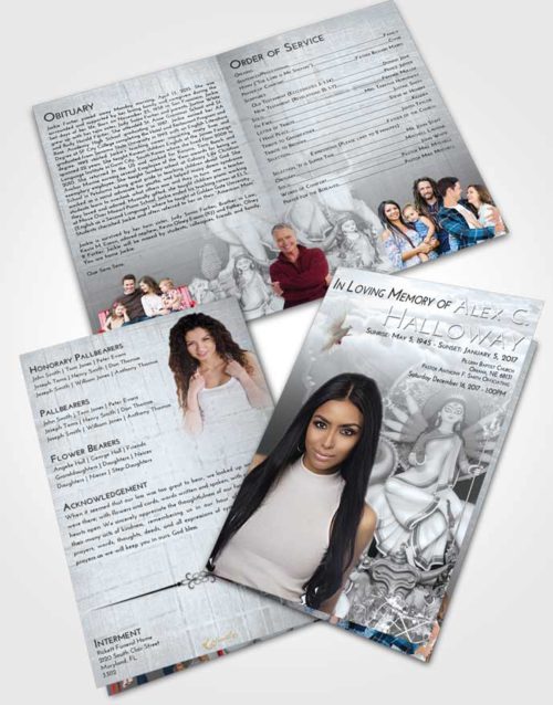 Bifold Order Of Service Obituary Template Brochure Freedom Durga Divinity